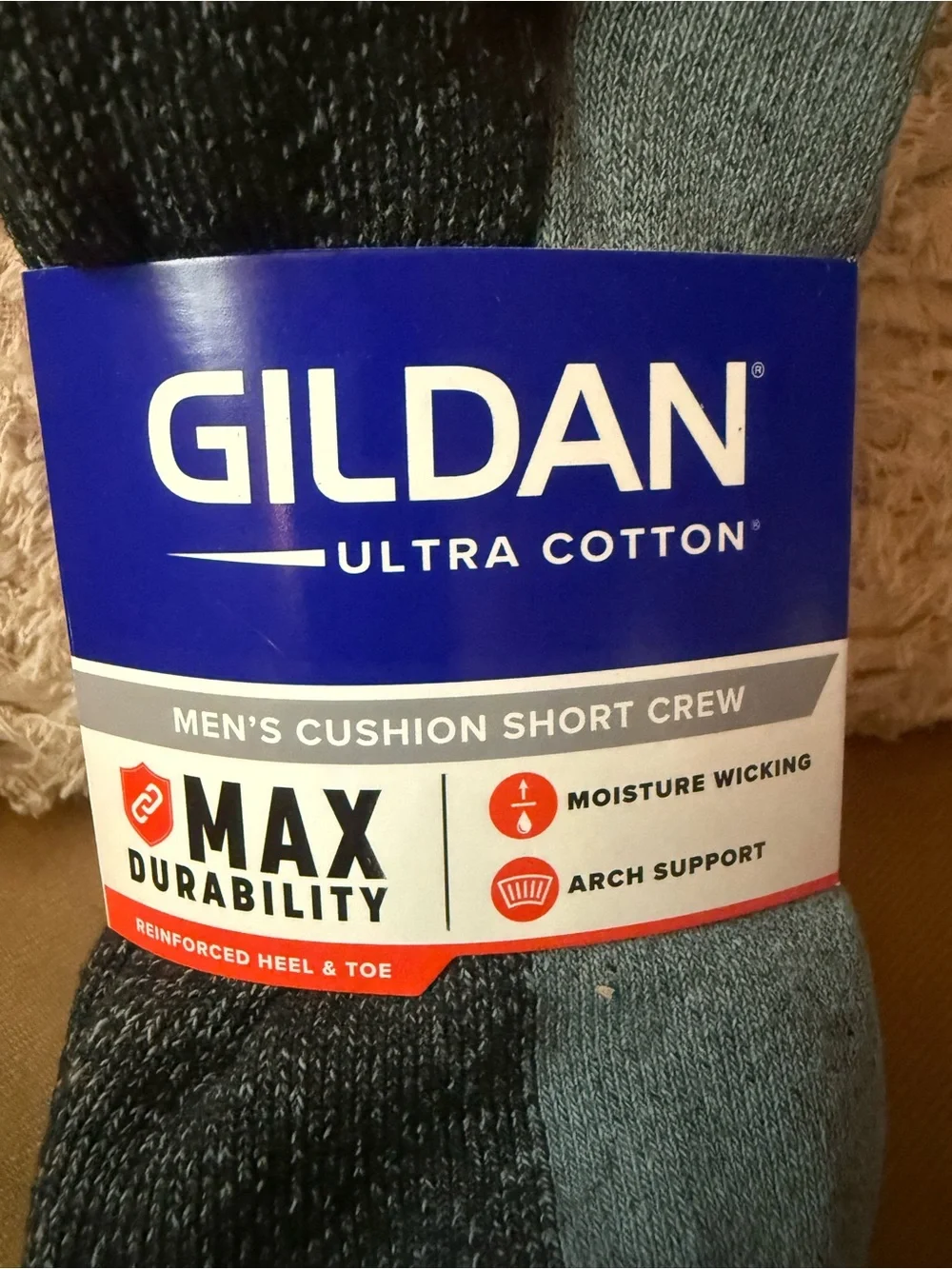 Gildan Men's Short Crew Cushion Socks - Gray & Charcoal (3 Pack)